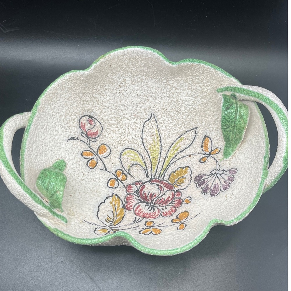 Vtg Textured hand-painted Italy NPS Novi Pignone Ceramica floral
